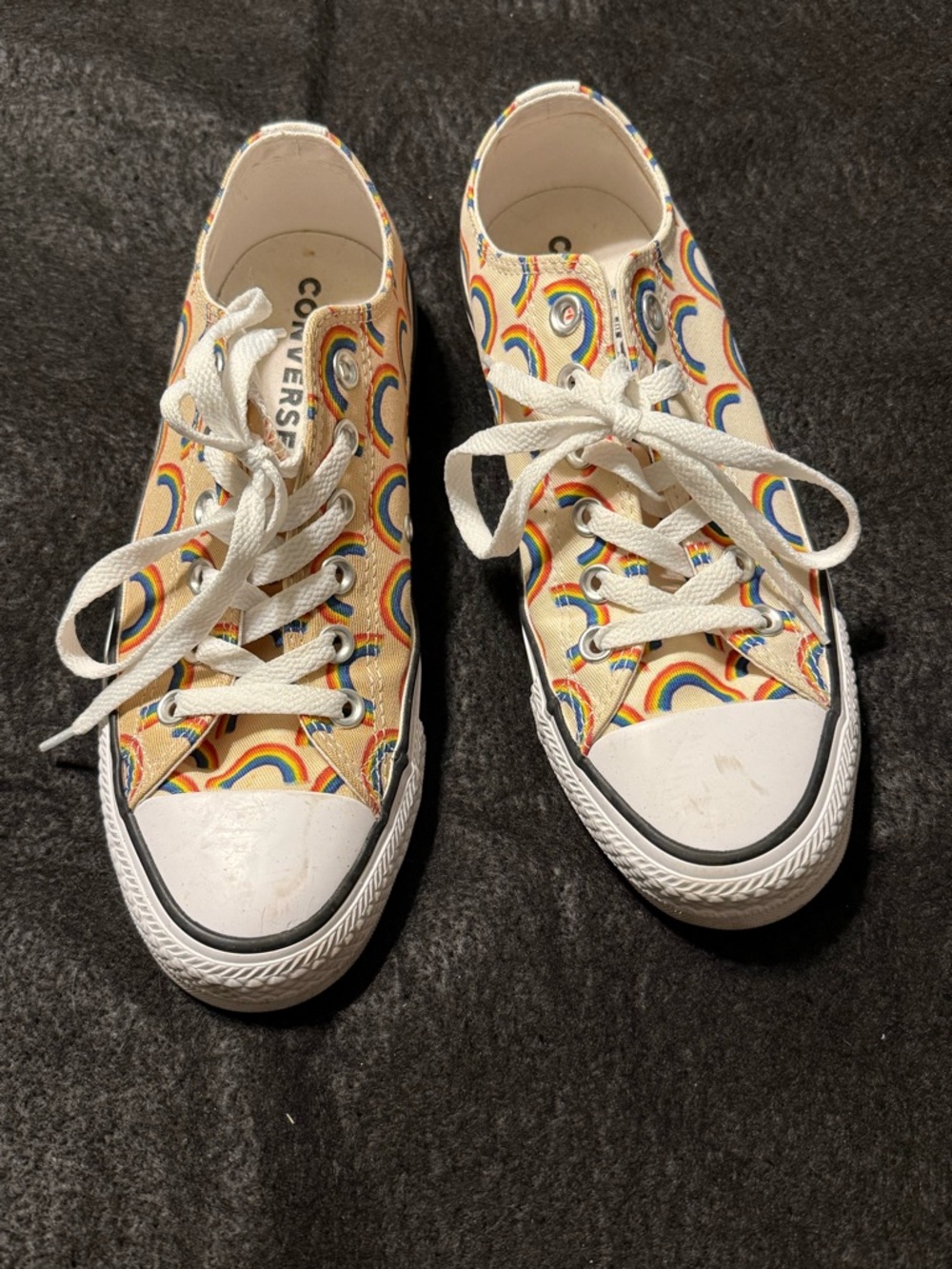 EUC* low top Converse All Stars shoes sneakers mens 6 womens 8 rainbow white
